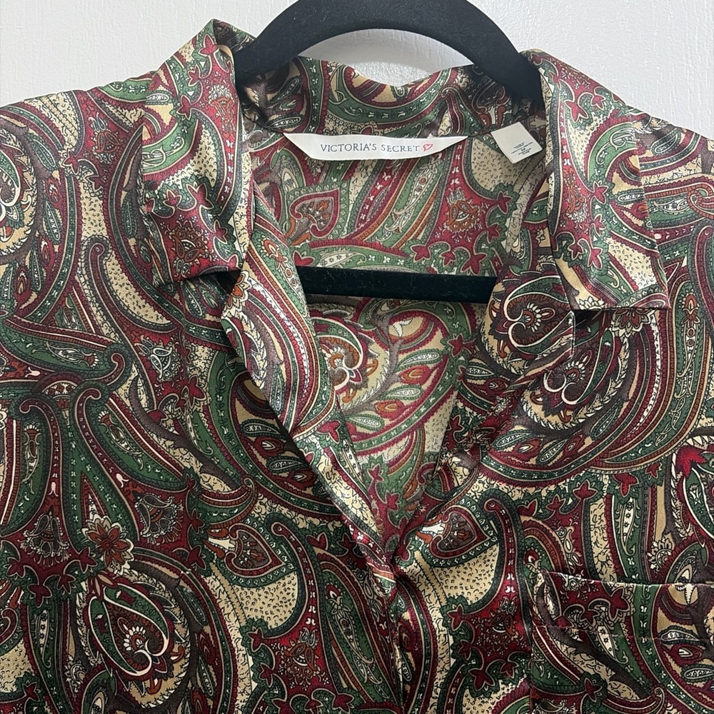 paisley satin button down - Picture 3 of 4